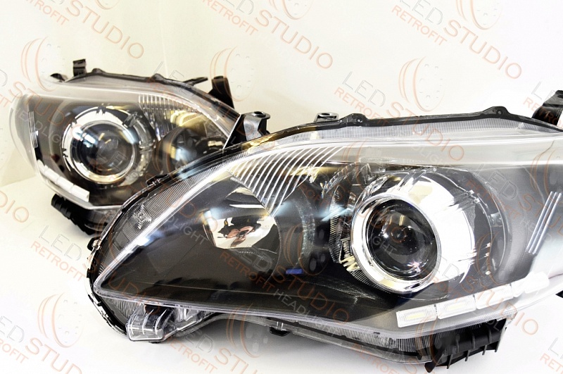TOYOTA COROLLA E150 БИКСЕНОНОВЫЕ ФАРЫ BULLET BLACK